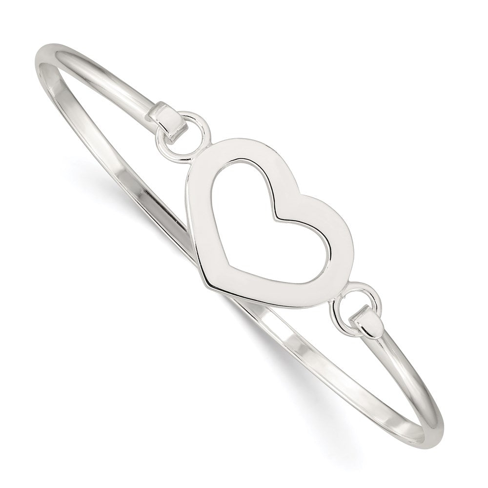 Sterling Silver Heart Bangle Bracelet, 3 mm