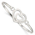 Sterling Silver Heart within a Heart Bangle Bracelet, 3 mm