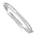 Sterling Silver Rhodium-plated 5mm w/Chain Hinged Bangle, 7.25 x 5 mm