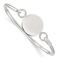 Sterling Silver Bangle w/Round ID Plate Bracelet, 3 mm