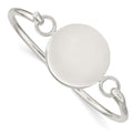Sterling Silver Bangle w/Round ID Plate Bracelet, 7 x 3 mm