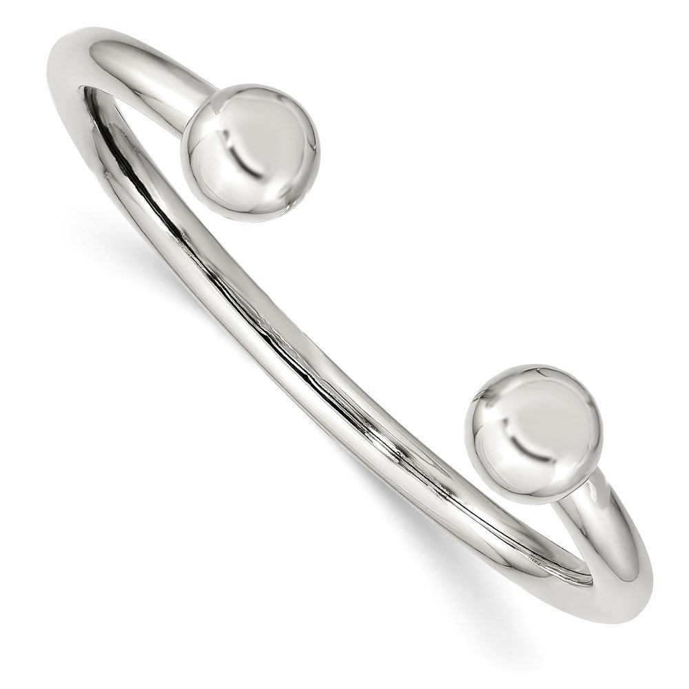 Sterling Silver Polished Baby Cuff Bangle Bracelet, 7 mm
