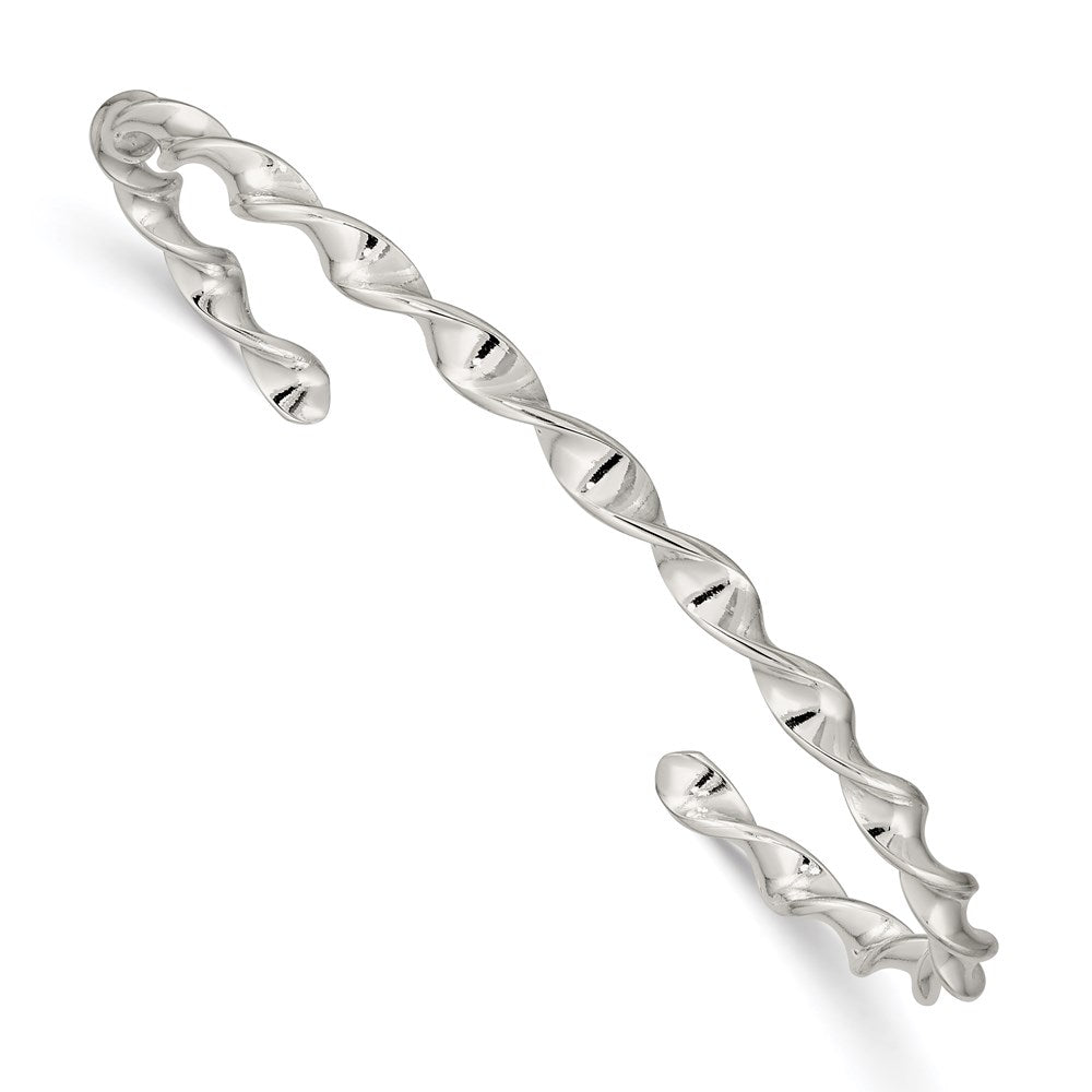 Sterling Silver Twist Cuff Bangle, 4 mm