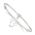 Sterling Silver Rhodium-plated Bead w/Angel Stretch Bangle Bracelet, 7 x 2 mm