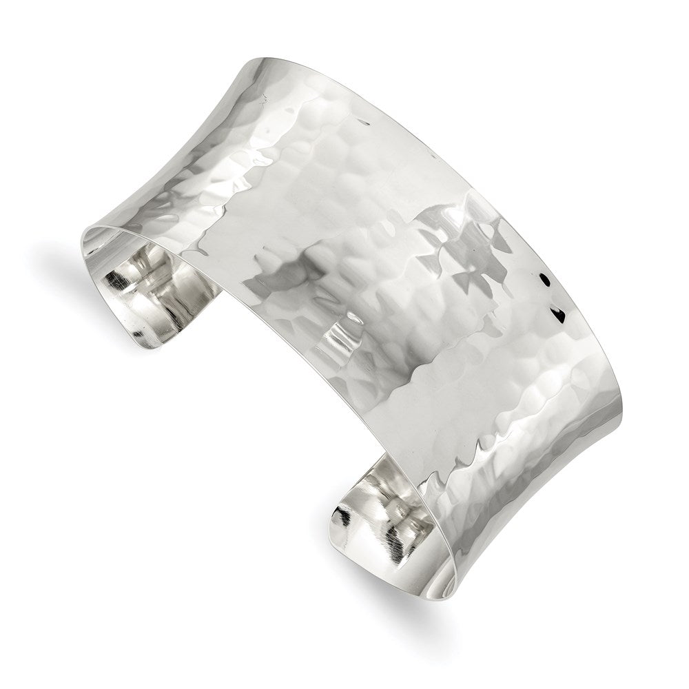 Sterling Silver 30mm Hammered Cuff Bangle, 30 mm