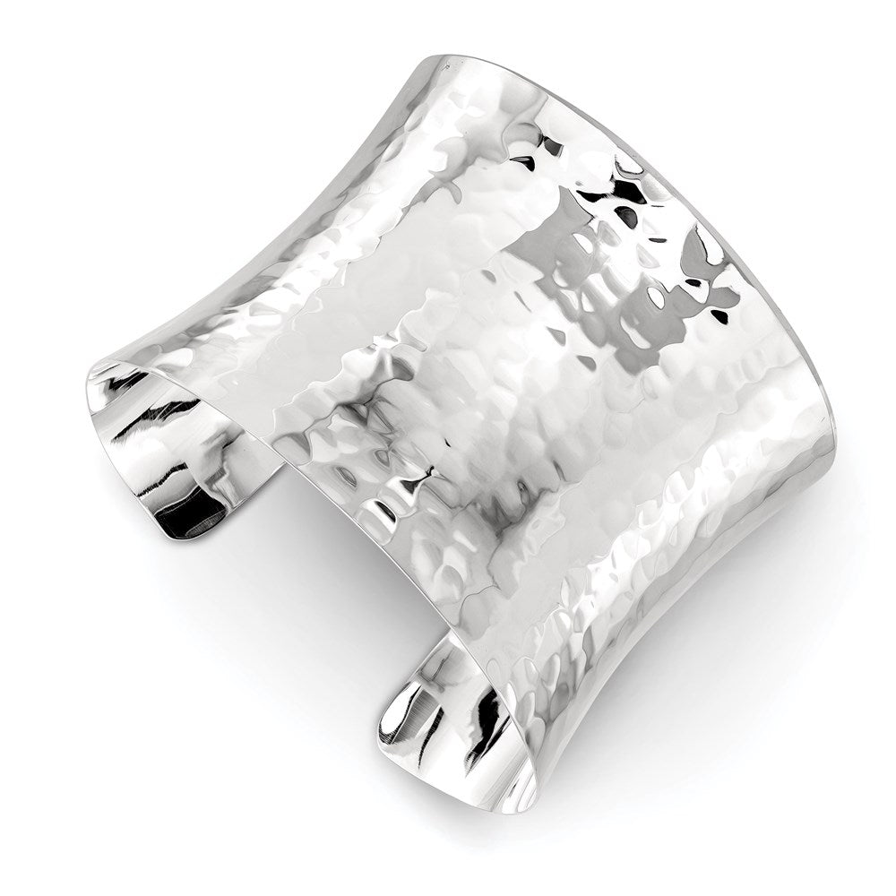 Sterling Silver 49.5mm Hammered Cuff Bangle, 49.5 mm
