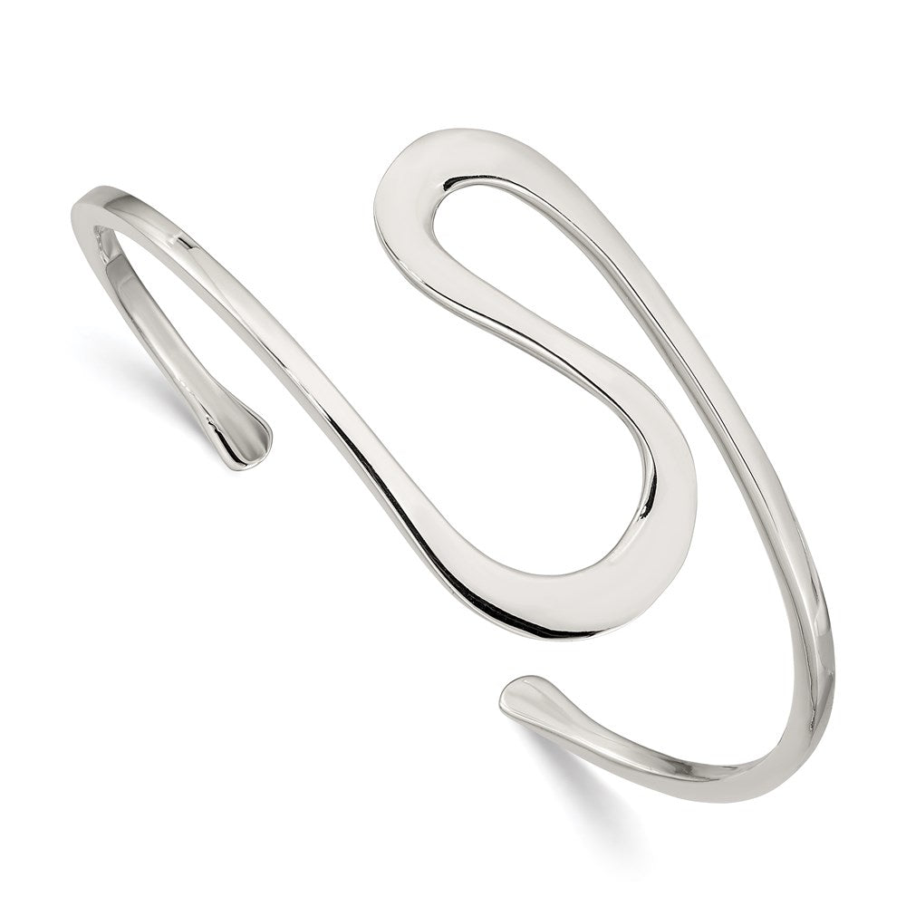 Sterling Silver Abstract Cuff Bangle, 3 mm
