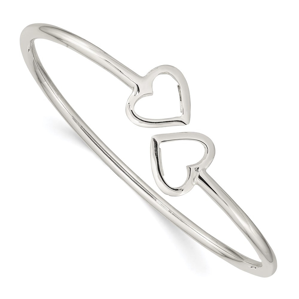 Sterling Silver Polished Heart Bangle, 13 mm