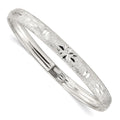 Sterling Silver 6.5mm Laser and Diamond-cut Flexible Bangle, 7.25 x 6.5 mm