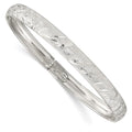 Sterling Silver 6.5mm Diamond-cut Flexible Bangle, 7.25 x 6.5 mm