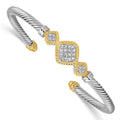 Sterling Silver Vermeil CZ Rope Design Bangle, 7 x 12 mm