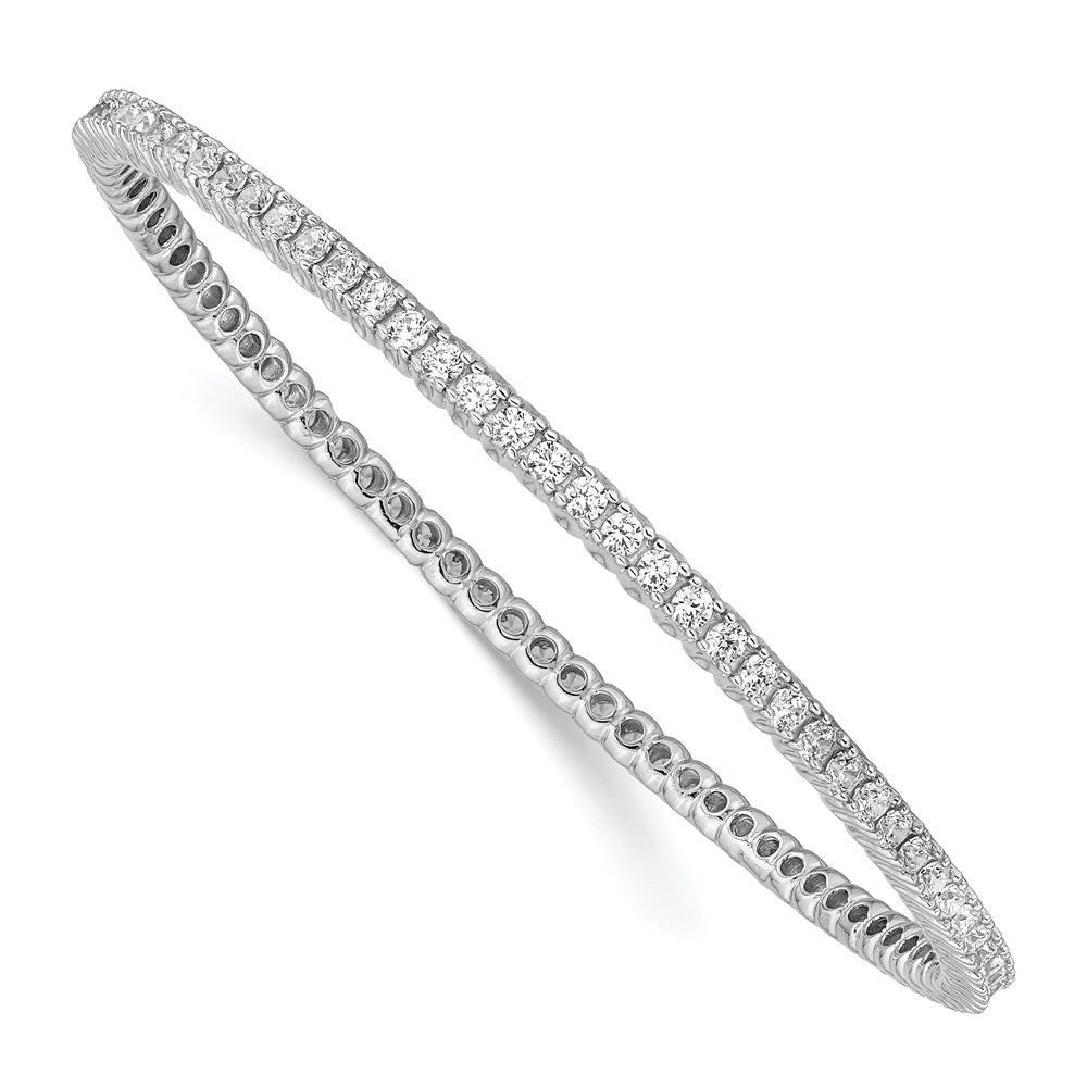 Sterling Shimmer Sterling Silver Rhodium-plated 83 Stone CZ Bangle Bracelet, 7.25 x 2.5 mm