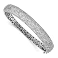 Sterling Shimmer Sterling Silver Rhodium-plated 360 Stone CZ Pav‚ Hinged Bangle, 7 x 9 mm
