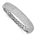 Sterling Shimmer Sterling Silver Rhodium-plated 568 Stone CZ Pav‚ Hinged Bangle, 6.5 x 11 mm