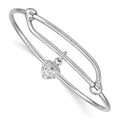 Sterling Silver RH-plated Polished & D/C Heart Adjustable Baby Bangle, 7 mm