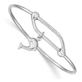Sterling Silver Rhodium-plated Polished Dolphin Adjustable Baby Bangle, 7 mm