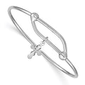 Sterling Silver RH-plated Polished & D/C Cross Adjustable Baby Bangle, 8 mm