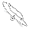 Sterling Silver Rhodium-plated Polished Jingle Bell Adjustable Baby Bangle, 11.5 mm