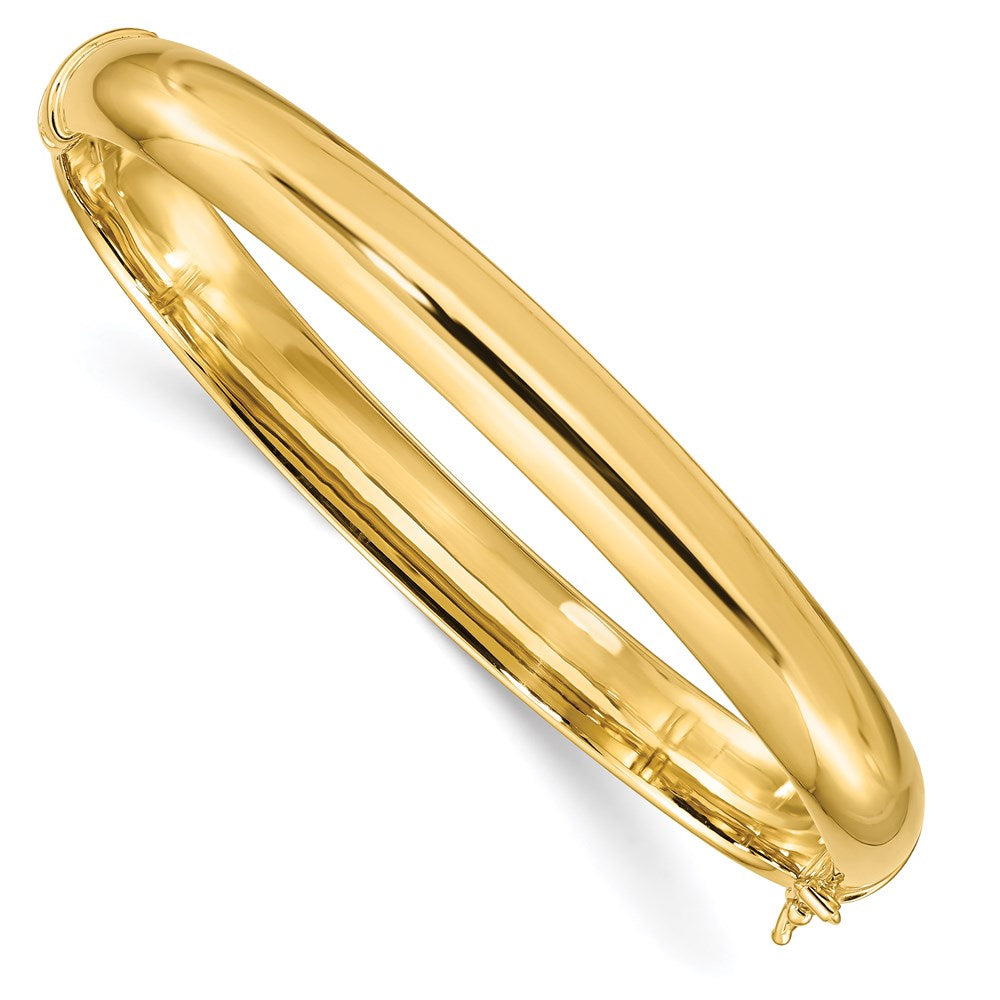 Sterling Silver Gold-plated 8mm Hinged Bangle, 8 mm