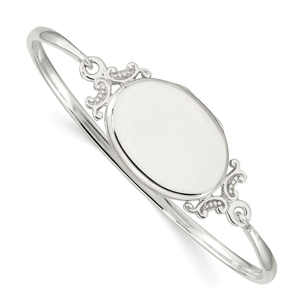 Sterling Silver 26mm Oval Locket Bangle, 7 x 19.6 mm, 12.15 g
