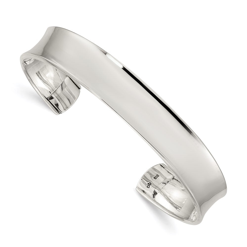 Sterling Silver Concave Cuff Bangle, 10 mm