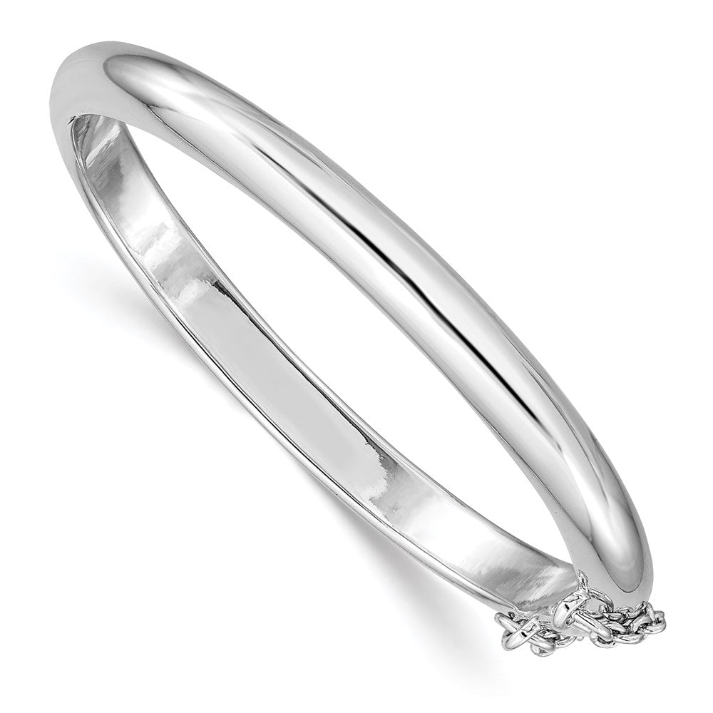 Sterling Silver RH-plated Polished 5mm w/ Safety Hinged Children's Bangle, 5.25 x 5 mm