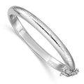 Sterling Silver Rhodium-plated Polished & Diamond-cut 5mm with Safety Clasp Hinged Children's Bangle, 5 mm, 7.7 g