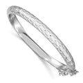 Sterling Silver Rhodium-plated Polished & Diamond-cut 4.5mm with Safety Clasp Hinged Children's Bangle, 4.5 mm