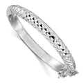 Sterling Silver Rhodium-plated Polished & Diamond-cut 5.5mm with Safety Clasp Hinged Children's Bangle, 5.5 mm, 8.62 g