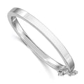 Sterling Silver RH-plated Polished 4mm w/ Safety Hinged Children's Bangle, 4 mm, 10.65 g