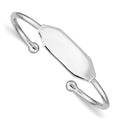 Sterling Silver Rhodium-plated Polished ID Children's Cuff Bangle, 8 mm, 5.02 g
