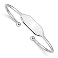 Sterling Silver Rhodium-plated Polished ID Children's Cuff Bangle, 8 mm, 5.54 g