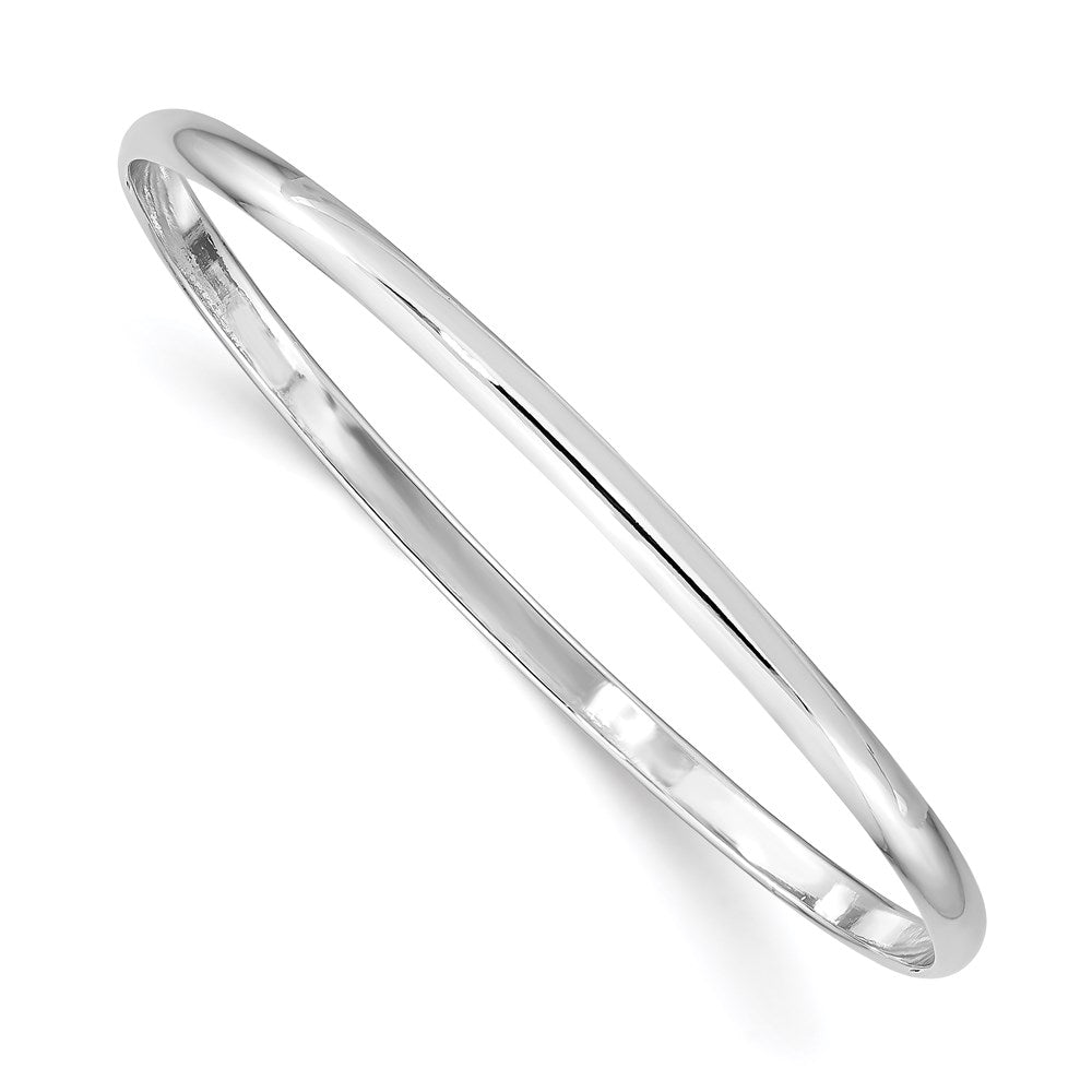 Sterling Silver RH-plated Polished 3mm Slip On Children's Bangle Bracelet, 3 mm