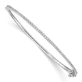 Sterling Shimmer Sterling Silver Rhodium-plated 62 Stone CZ Hinged Bangle Bracelet, 1.3 mm