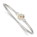Sterling Silver Enameled Flower & Ladybug Children's Bangle Bracelet, 5.5 x 8 mm