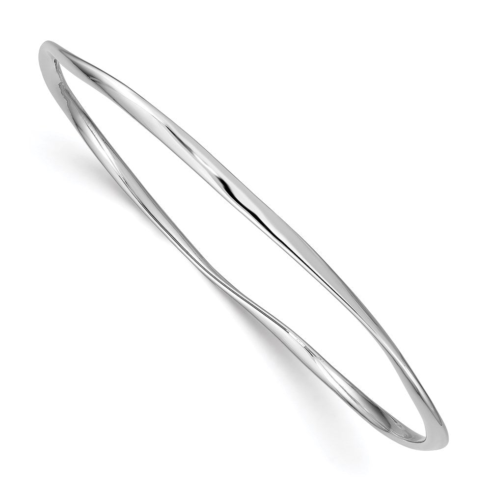Sterling Silver Rhodium-plated 2.25mm Silp-on Bangle, 8 x 2.25 mm