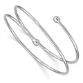 Sterling Silver Rhodium-plated Flexible Wrap Bangle, 2 mm
