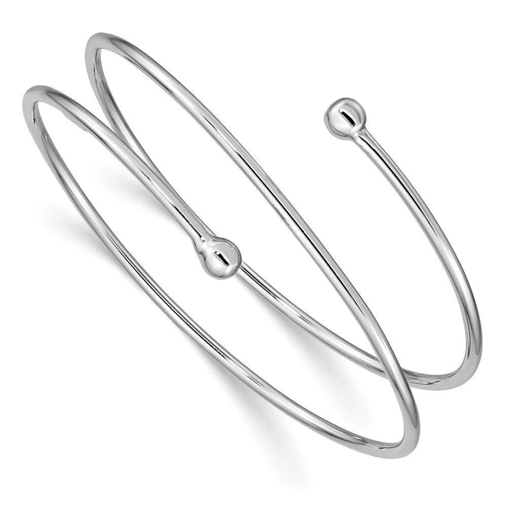 Sterling Silver Rhodium-plated Flexible Wrap Bangle, 2 mm