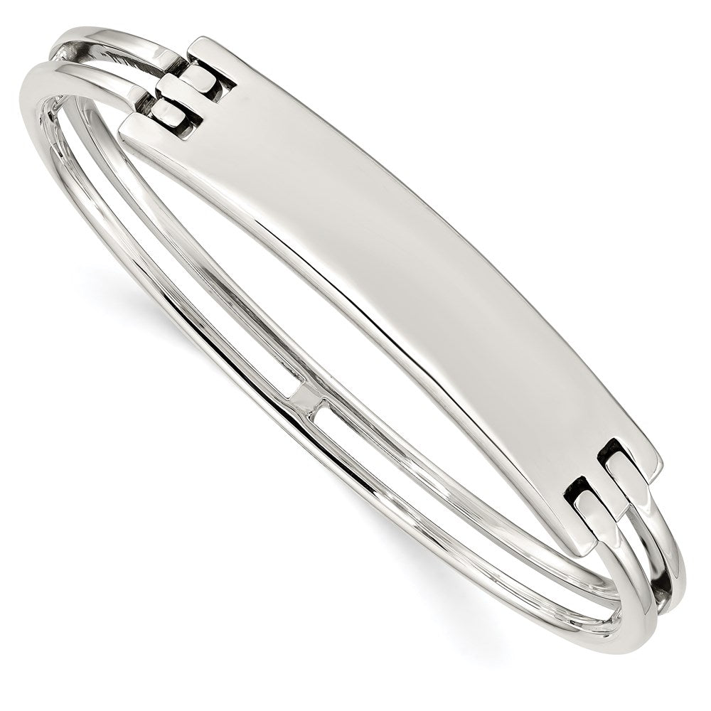 Sterling Silver ID Hinged Bangle, 7 x 5.95 mm