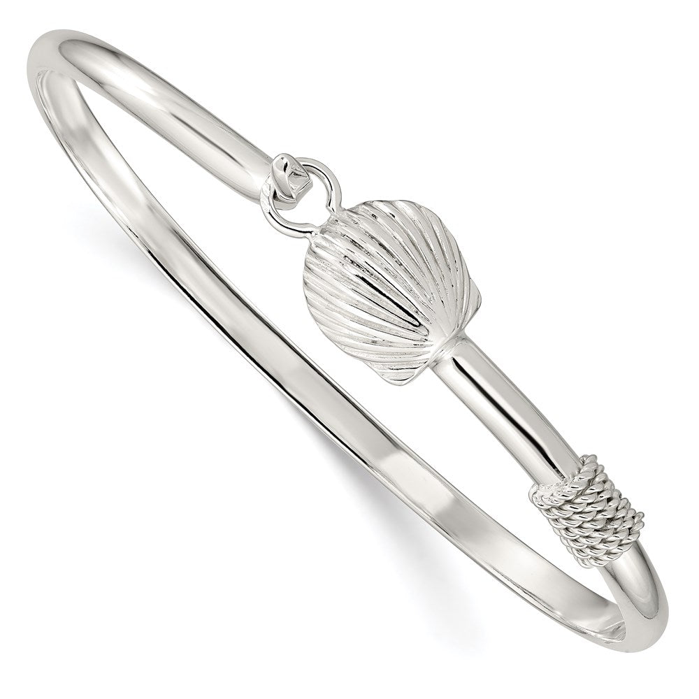 Sterling Silver Polished Shell Bangle, 7.5 x 29 mm