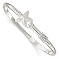 Sterling Silver Polished and Textured Starfish Bangle, 7 x 36 mm