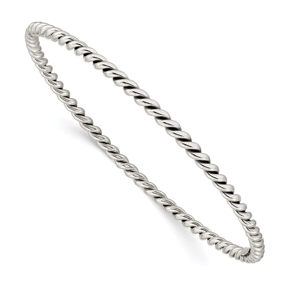 Sterling Silver Antiqued 3mm Twisted Slip-on Bangle, 8 x 3 mm