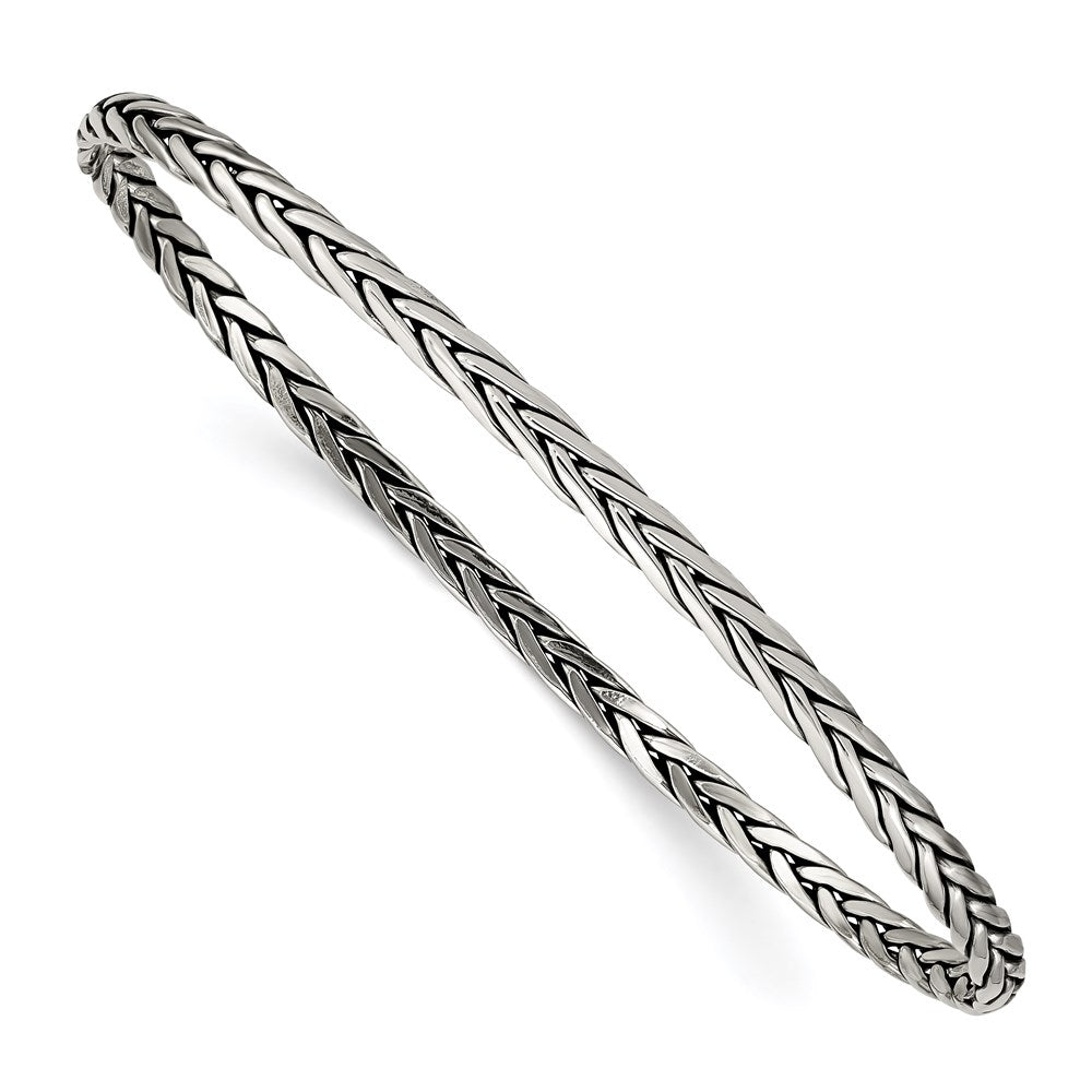 Sterling Silver Antiqued 3mm Slip-on Bangle, 3 mm