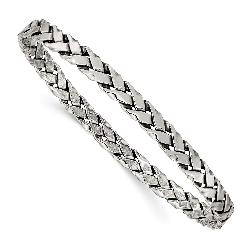 Sterling Silver Antiqued 5.25mm Slip-on Bangle, 8 x 5.25 mm, 11.16 g