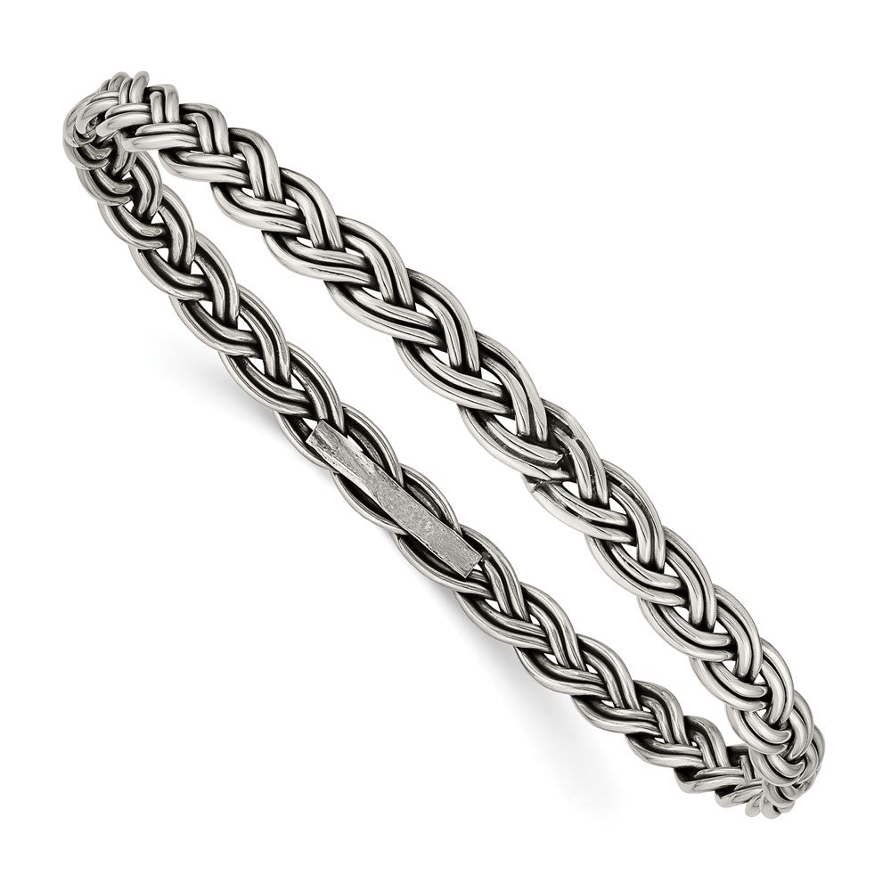 Sterling Silver Antiqued 5.25mm Slip-on Bangle, 8 x 5.25 mm, 9.9 g