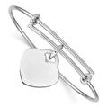 Sterling Silver Rhodium-plated Engraveable Heart Bangle, 2 mm