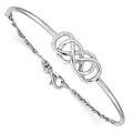 Sterling Silver Rhodium-plated Double Infinity Symbol Bangle Bracelet, 10.45 mm
