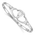 Sterling Silver Rhodium-plated Heart Bangle, 3.5 mm