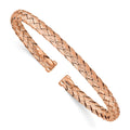 Sterling Silver Rose-tone Polished and Textured Bangle, 4.94 mm