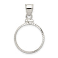 Wideband Distinguished Coin Jewelry Sterling Silver Polished and Diamond-cut 19.1 x 1.5mm $0.01 Screw Top Coin Bezel Pendant, 32.3 x 19.8 mm